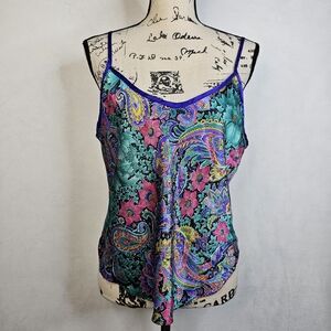 California dynasty colorful Retro floral paisley vintage 90s y2k pajama Top